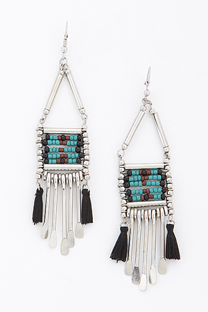 Tribal Drop Earrings with Tassels Details 6BAF1